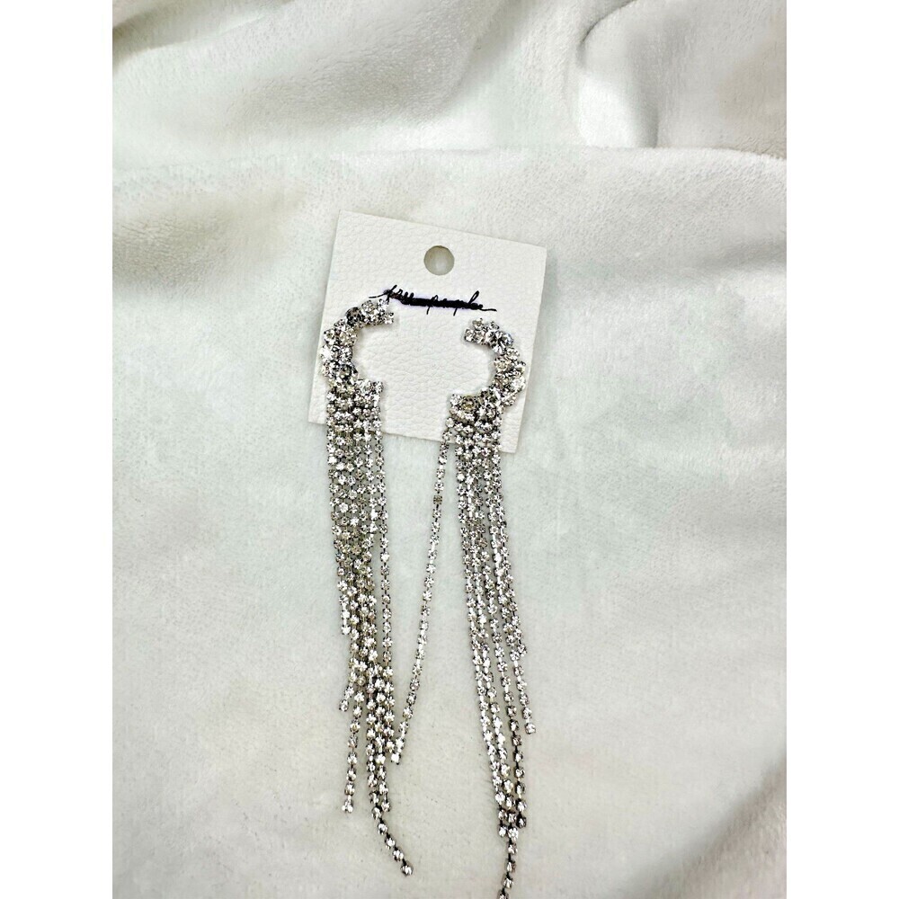 NEW Free People Earrings You Make Me Feel Like Dancing Dangles Moon Rhinestones